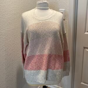Splendid Marled Colorblock Knit Crew Neck Pullover Sweater NWT Sz XL Cotton